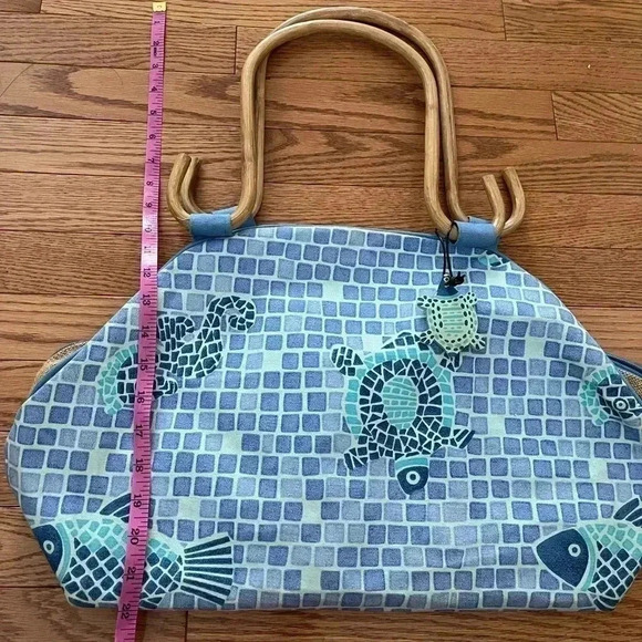 NEW Sun N Sand Beach /Pool Canvas Tote BAG Blue Green Ocean Turtles Fish - Picture 2 of 10